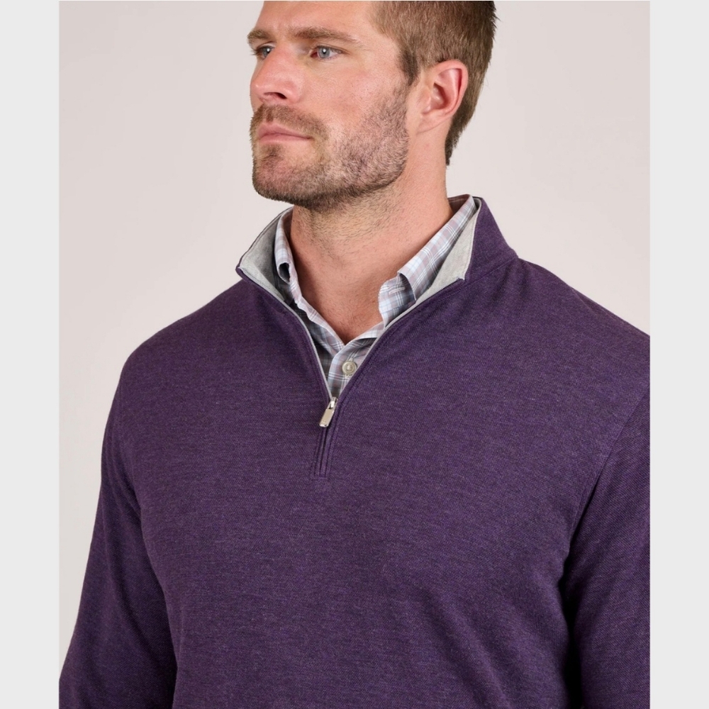 Peter Millar Crown Comfort Interlock 1/4 Zip Pullover Sweater Burgundy Red Large - Picture 16 of 16